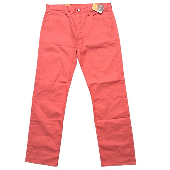 Levi's Jeans Mens 40x34 Raw Unwashed Denim 501 Straight Leg Button Fly Pink NWT - Picture 1 of 5